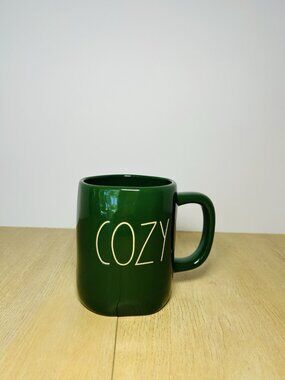 Rae Dunn Mug COZY Green Glossy Ceramic Artisan Collective by Magenta